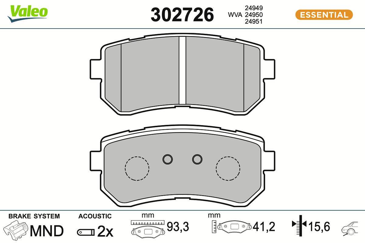 Brake Pad Set, disc brake - 302726 VALEO